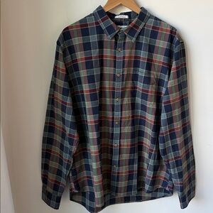 NWT Lucky Brand Men's Button Down Plaid Shirt in Navy/Green/Red Casual Size XXL